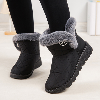 Damen-High-Top-Stiefel aus Fleece-Baumwolle