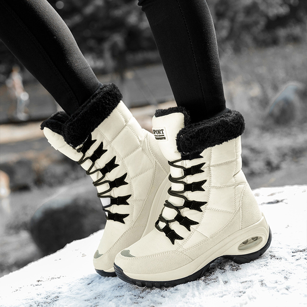 Hohe, rutschfeste Samt-Schneestiefel für Damen