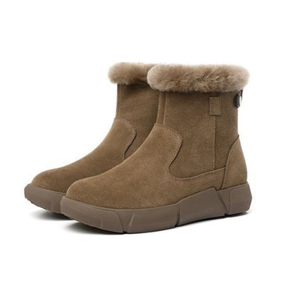 Damen-Schneestiefel mit verdicktem Reißverschluss aus Wintersamt