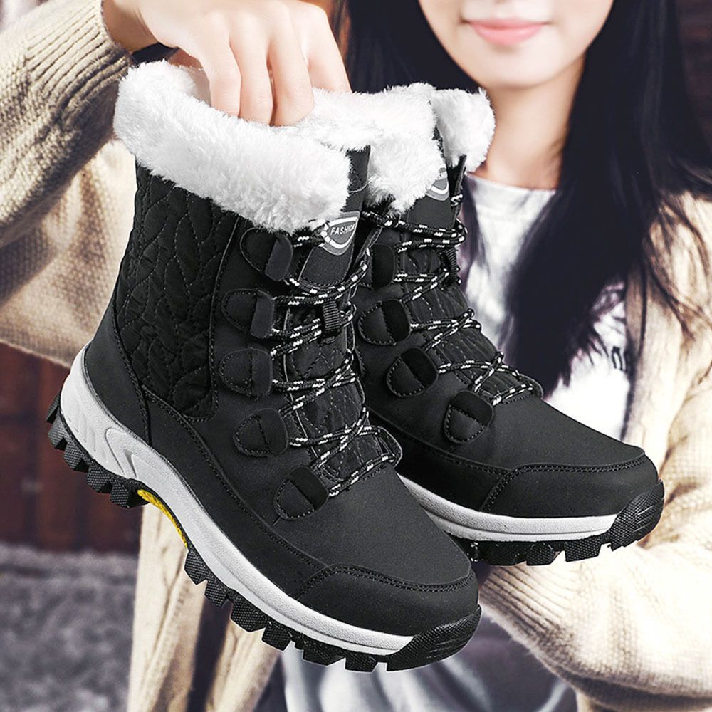 Winterverdickte und samtige High-Top-Schneestiefel für Damen