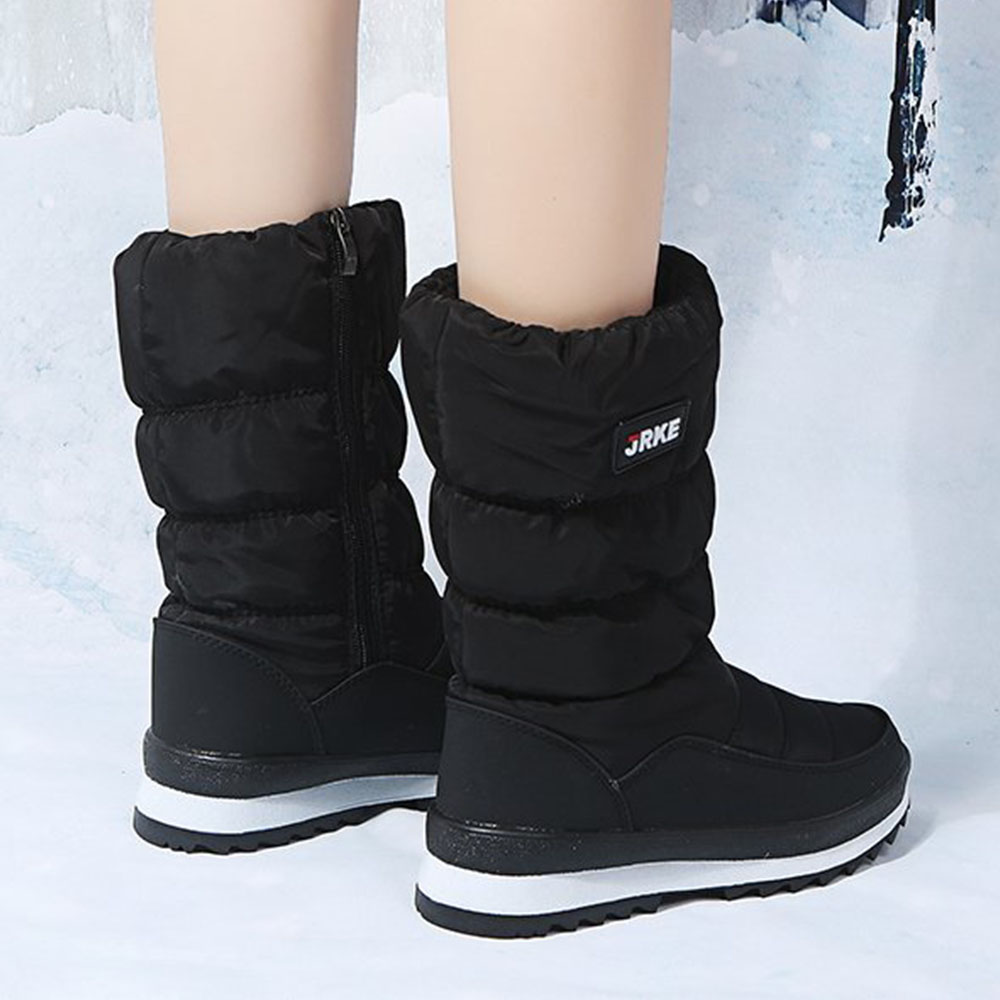 Damen-Schneestiefel mit dicker Sohle und mittelhohem Fleece aus Fleece