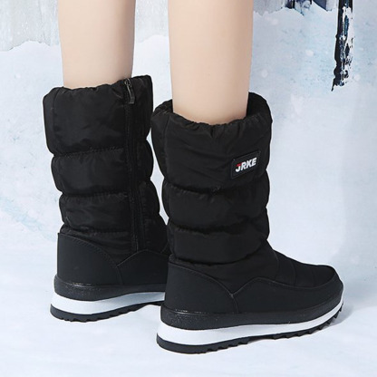 Damen-Schneestiefel mit dicker Sohle und mittelhohem Fleece aus Fleece