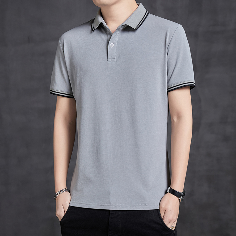 Therling™ POLO-Shirt für Herren, Revers, einfarbig, Business-Casual, kurze Ärmel