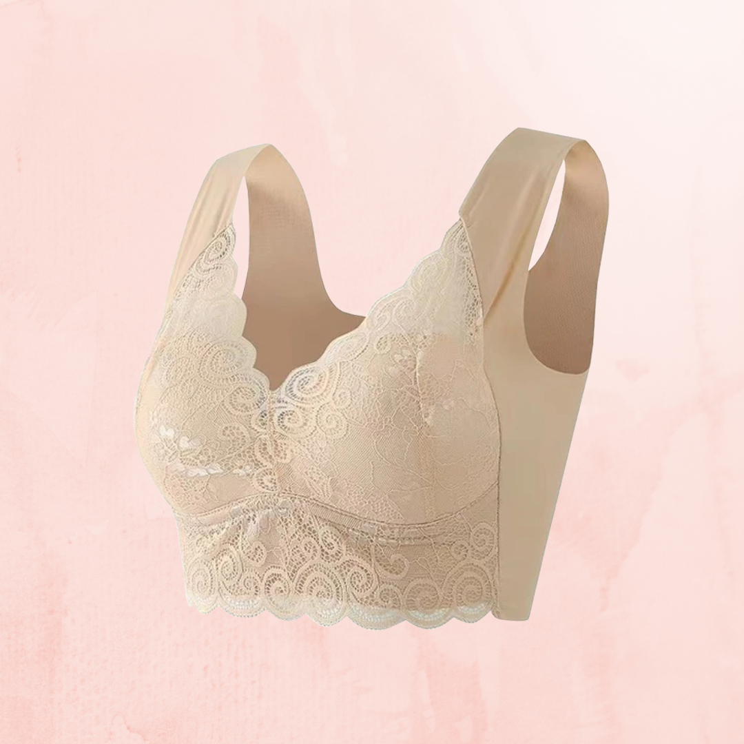 Nahtloser Kabellos Push-Up-Spitzen-BH Übergröße für Damen