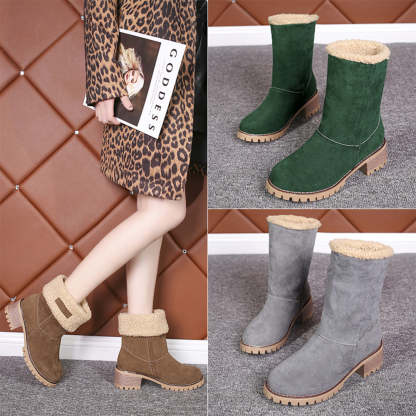 Neue trendige dicke, warme Martin-Stiefel mit runder Zehenpartie