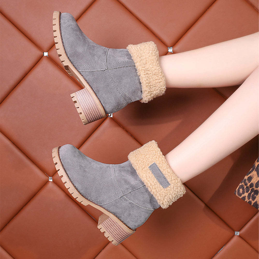 Neue trendige dicke, warme Martin-Stiefel mit runder Zehenpartie