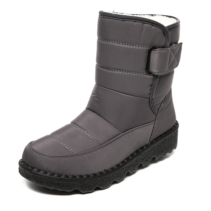 Damen High Top wasserdichte Baumwollschuhe Fleece-Schneestiefel mit Klettverschluss