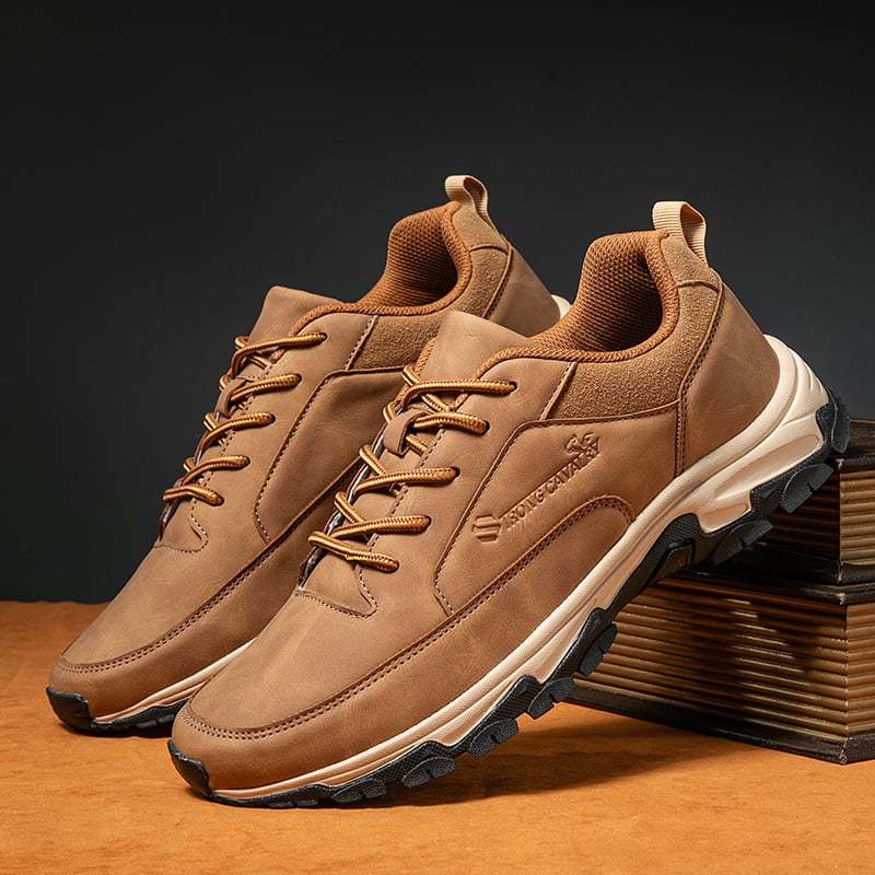 Herren Echtem-Leder Bequeme Sneaker mit Fußgewölbeunterstützung und Stoßdämpfung