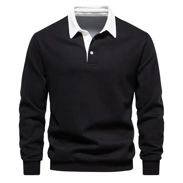 Neues Langarm-Revers-Poloshirt für Herren