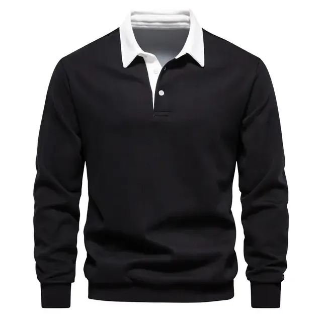 Neues Langarm-Revers-Poloshirt für Herren