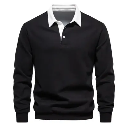 Neues Langarm-Revers-Poloshirt für Herren