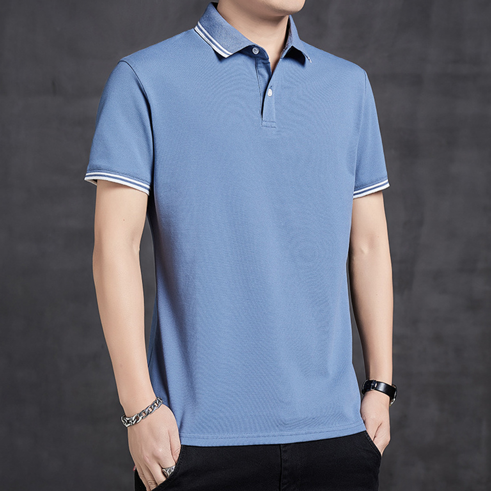 Therling™ POLO-Shirt für Herren, Revers, einfarbig, Business-Casual, kurze Ärmel