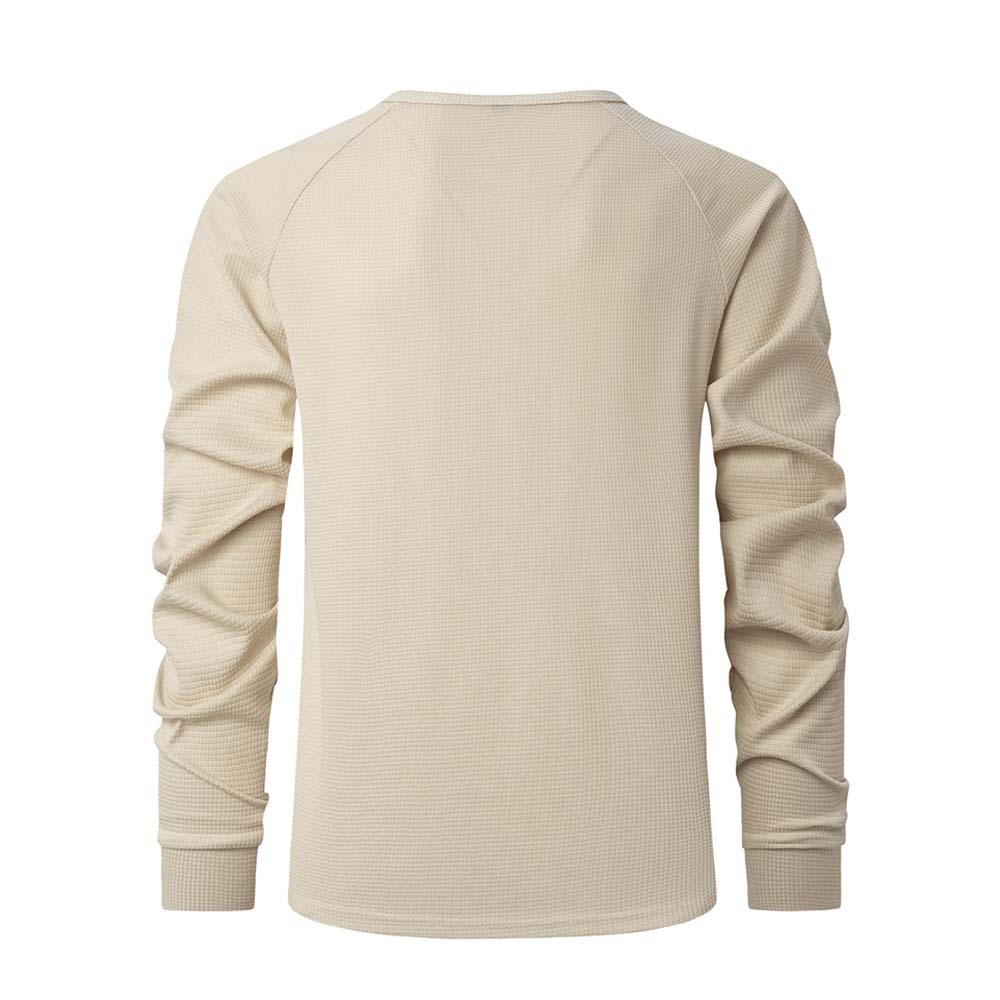 Neues Langarm-Poloshirt mit Waffelmuster für Herren