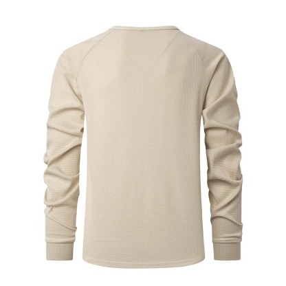 Neues Langarm-Poloshirt mit Waffelmuster für Herren