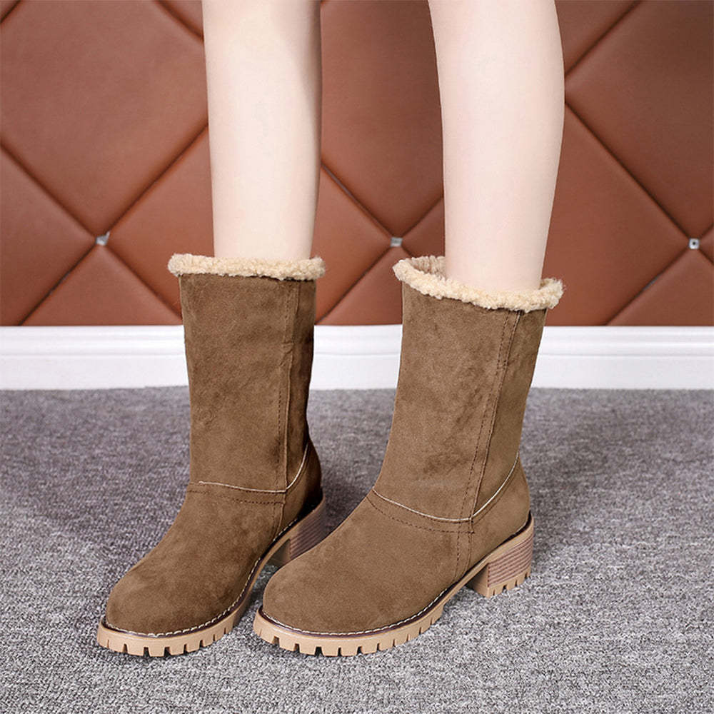 Neue trendige dicke, warme Martin-Stiefel mit runder Zehenpartie