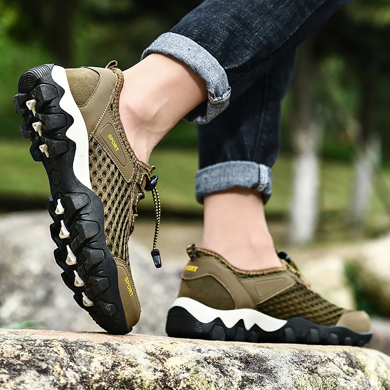 Atmungsaktive, rutschfeste Outdoor-Sneaker aus elastischem Mesh-Gewebe für Herren
