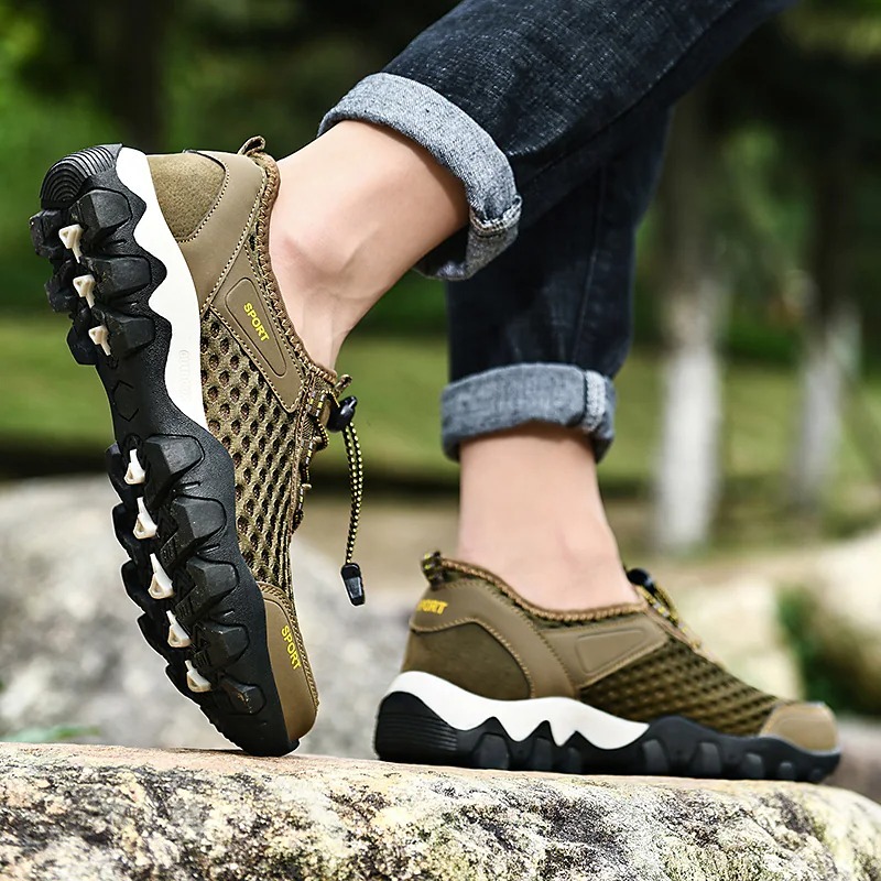 Atmungsaktive, rutschfeste Outdoor-Sneaker aus elastischem Mesh-Gewebe für Herren