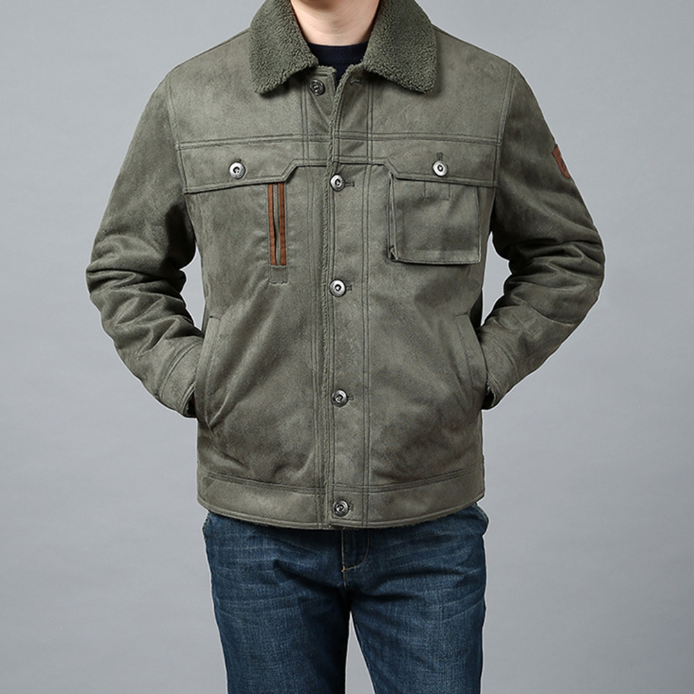  Herren-Winterjacke aus Plüsch-Wildleder