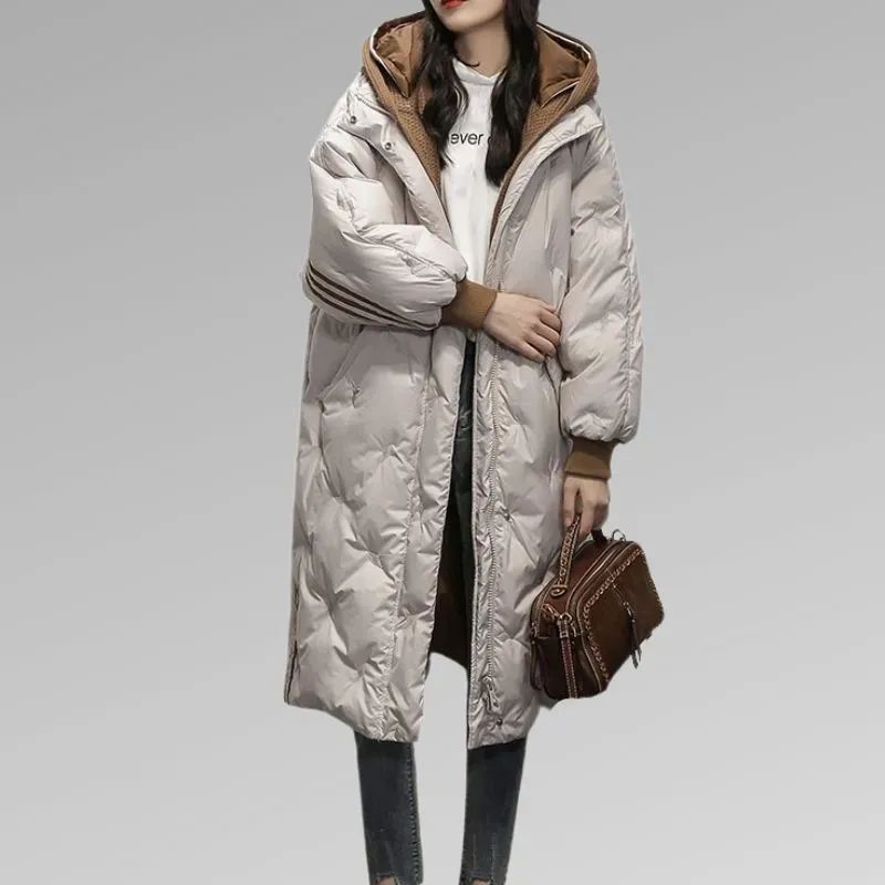 Lange gefütterte Jacke für Frauen