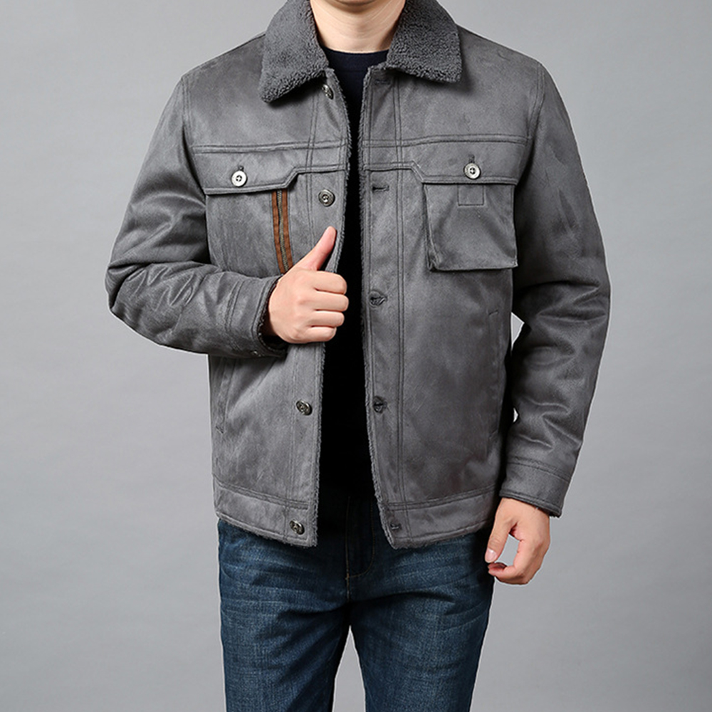  Herren-Winterjacke aus Plüsch-Wildleder