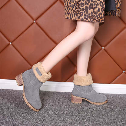 Neue trendige dicke, warme Martin-Stiefel mit runder Zehenpartie