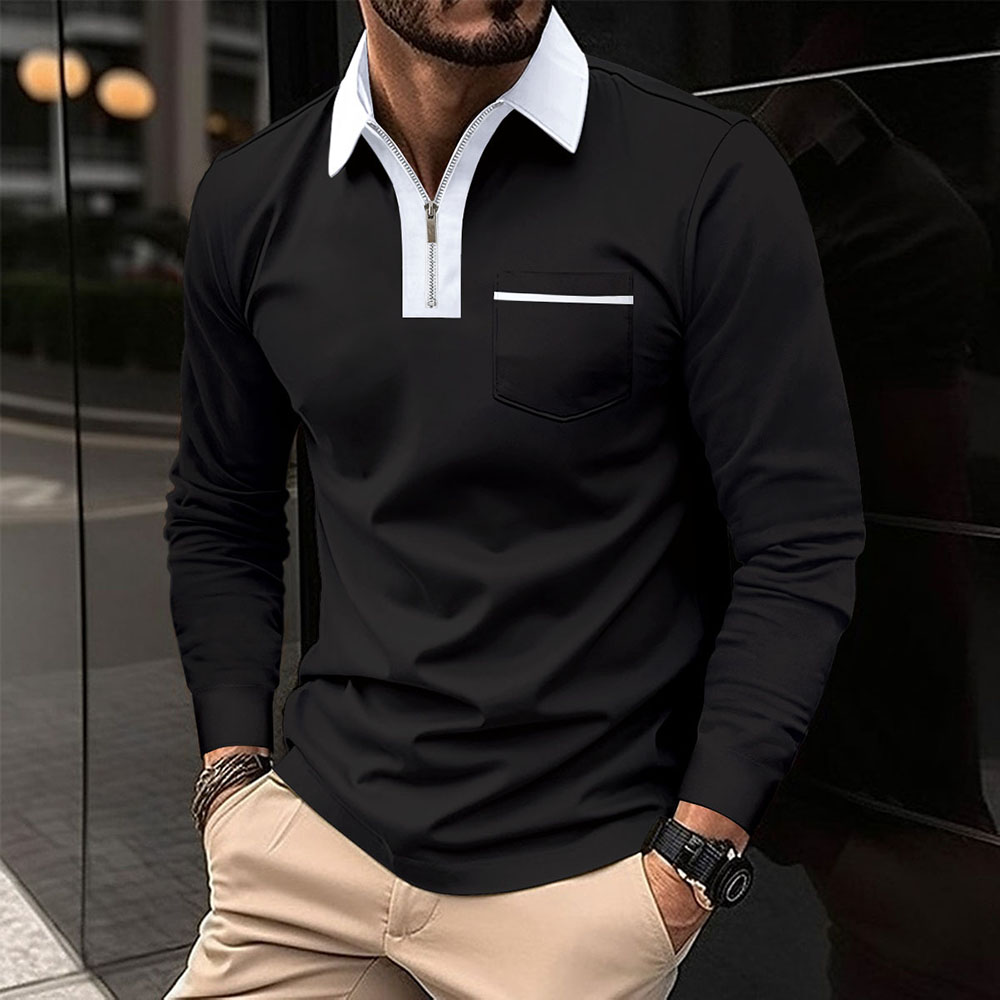 Therling™ Farbblock-Poloshirt für Herren mit Reißverschluss