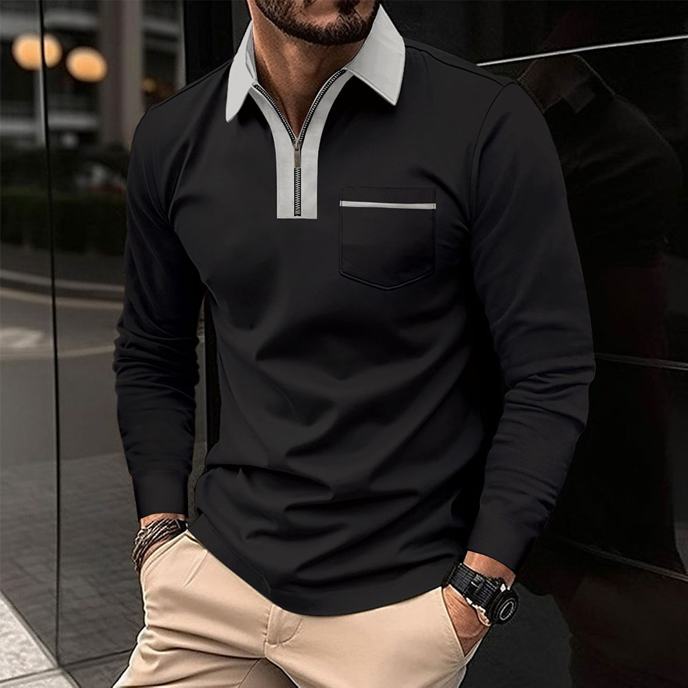 Therling™ Farbblock-Poloshirt für Herren mit Reißverschluss