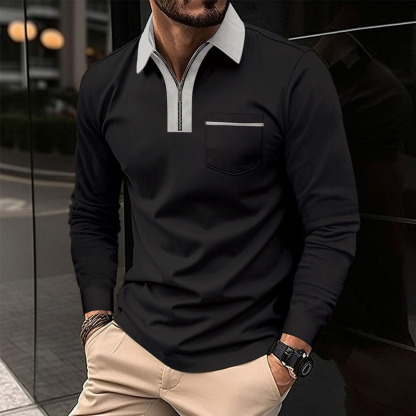 Therling™ Farbblock-Poloshirt für Herren mit Reißverschluss