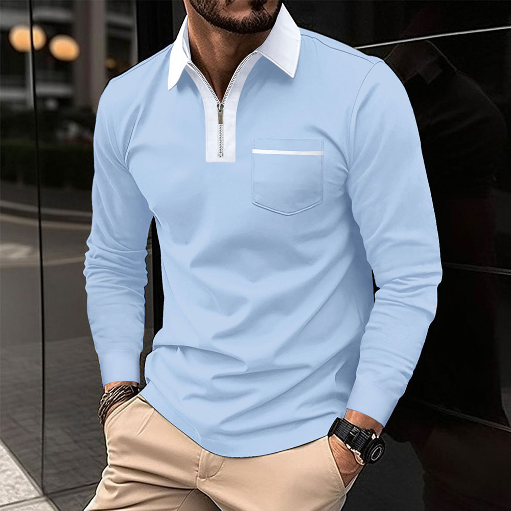 Therling™ Farbblock-Poloshirt für Herren mit Reißverschluss