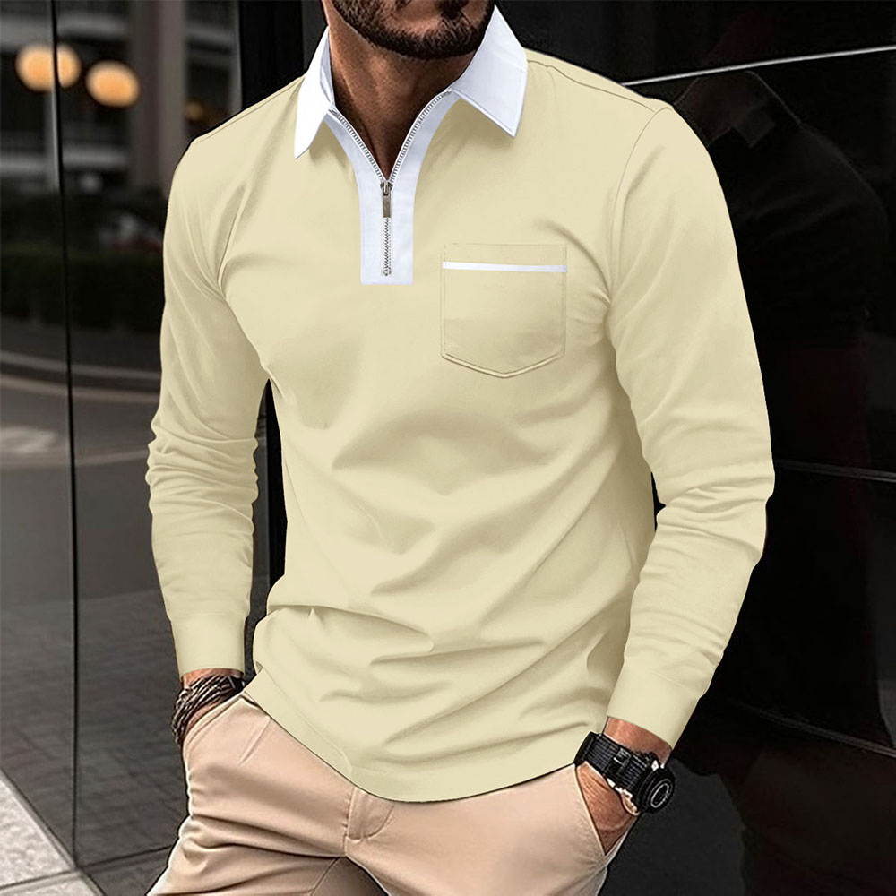 Therling™ Farbblock-Poloshirt für Herren mit Reißverschluss