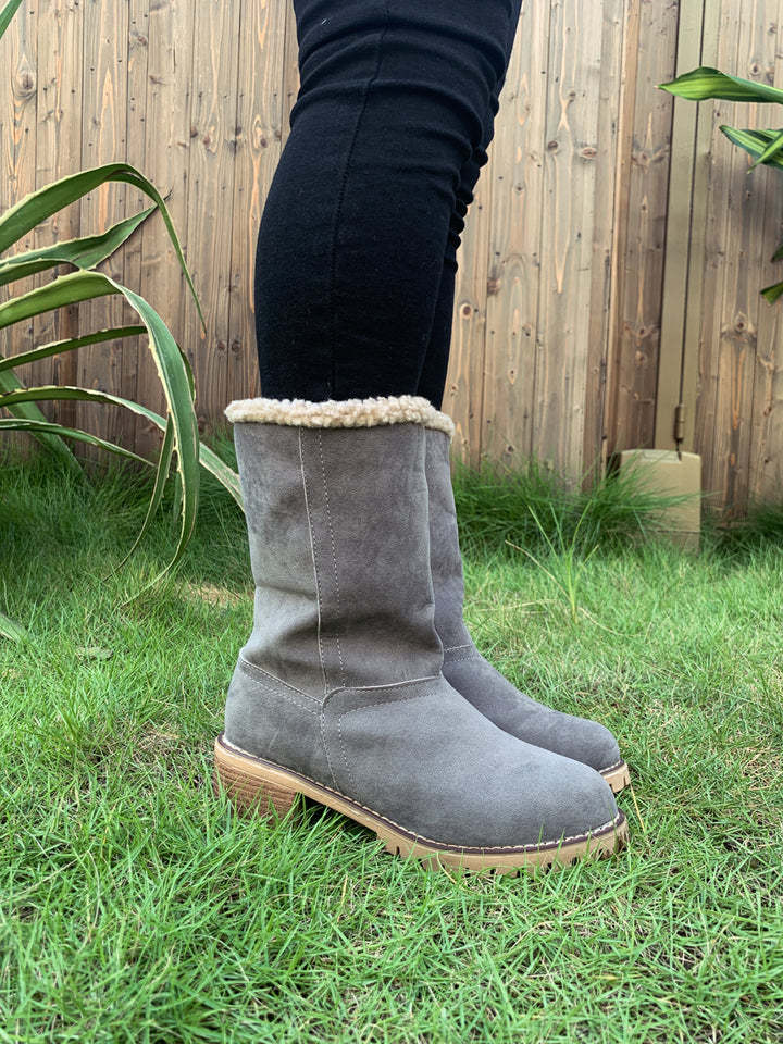 Neue, mit Kaschmir gefütterte, mittelhohe Baumwollstiefel für Damen