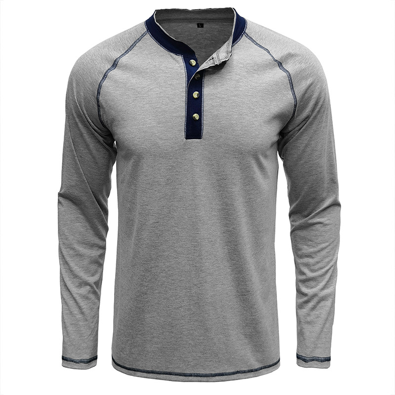 T-Shirt aus weichem Baumwollstoff mit Henley-Kragen