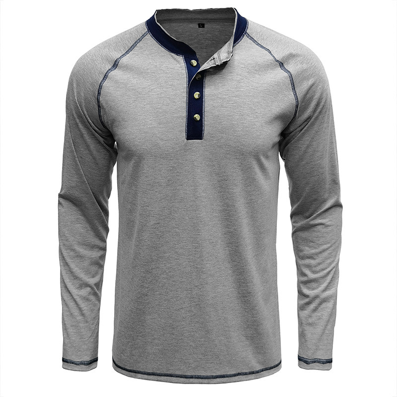 T-Shirt aus weichem Baumwollstoff mit Henley-Kragen