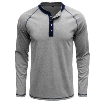 T-Shirt aus weichem Baumwollstoff mit Henley-Kragen