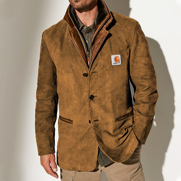 ⭐Frohes Neues Jahr 2024-Herrenjacke Lederkragen, mittellange Jacken T01