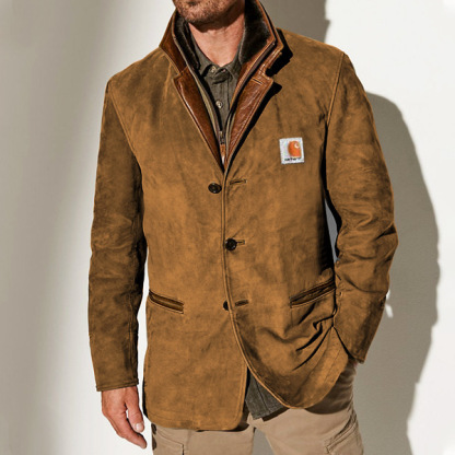 ⭐Frohes Neues Jahr 2024-Herrenjacke Lederkragen, mittellange Jacken T01