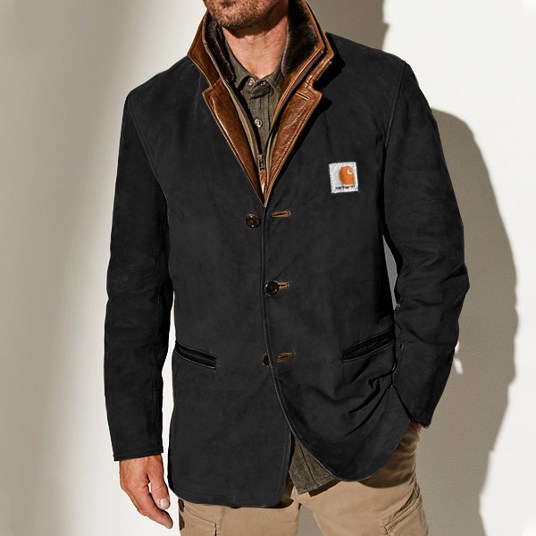 ⭐Frohes Neues Jahr 2024-Herrenjacke Lederkragen, mittellange Jacken T01