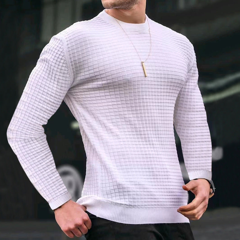 Lässiger Strickpullover für Herren mit Rundhalsausschnitt und langen Ärmeln