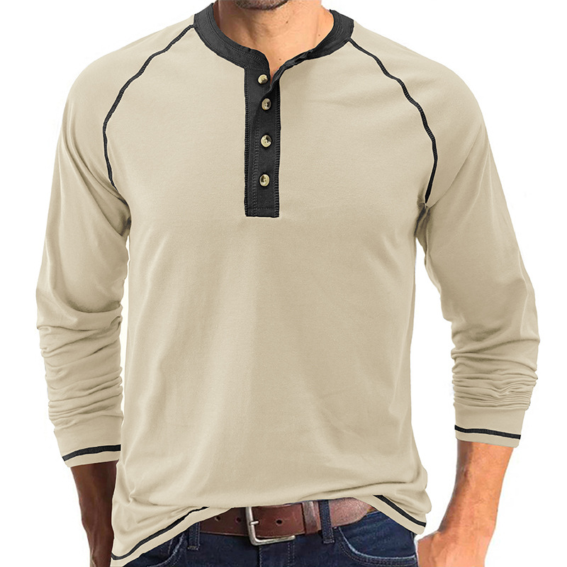 T-Shirt aus weichem Baumwollstoff mit Henley-Kragen