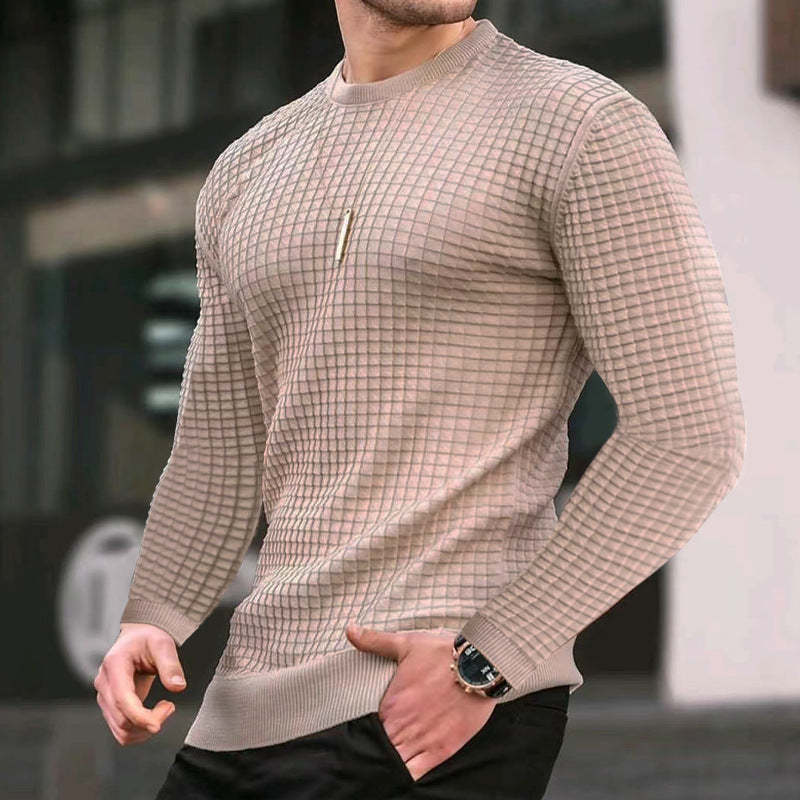 Lässiger Strickpullover für Herren mit Rundhalsausschnitt und langen Ärmeln