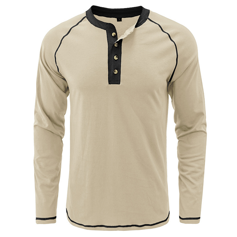 T-Shirt aus weichem Baumwollstoff mit Henley-Kragen