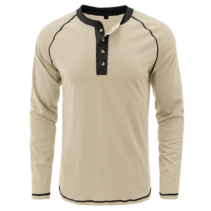 T-Shirt aus weichem Baumwollstoff mit Henley-Kragen
