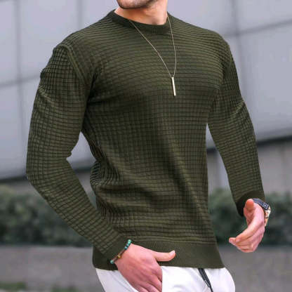 Lässiger Strickpullover für Herren mit Rundhalsausschnitt und langen Ärmeln