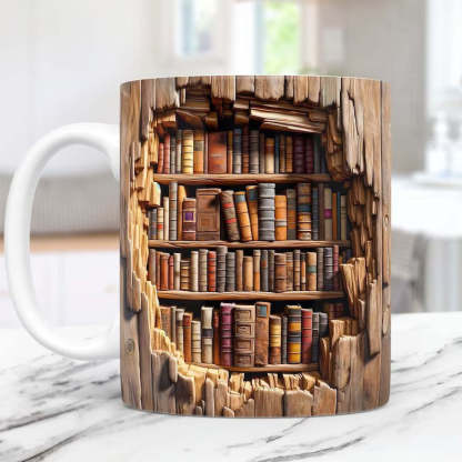 🔥2025 Heißer Verkauf!🔥Therling™ 3D Bücherregal Visueller Effekt Keramik Kaffeetasse