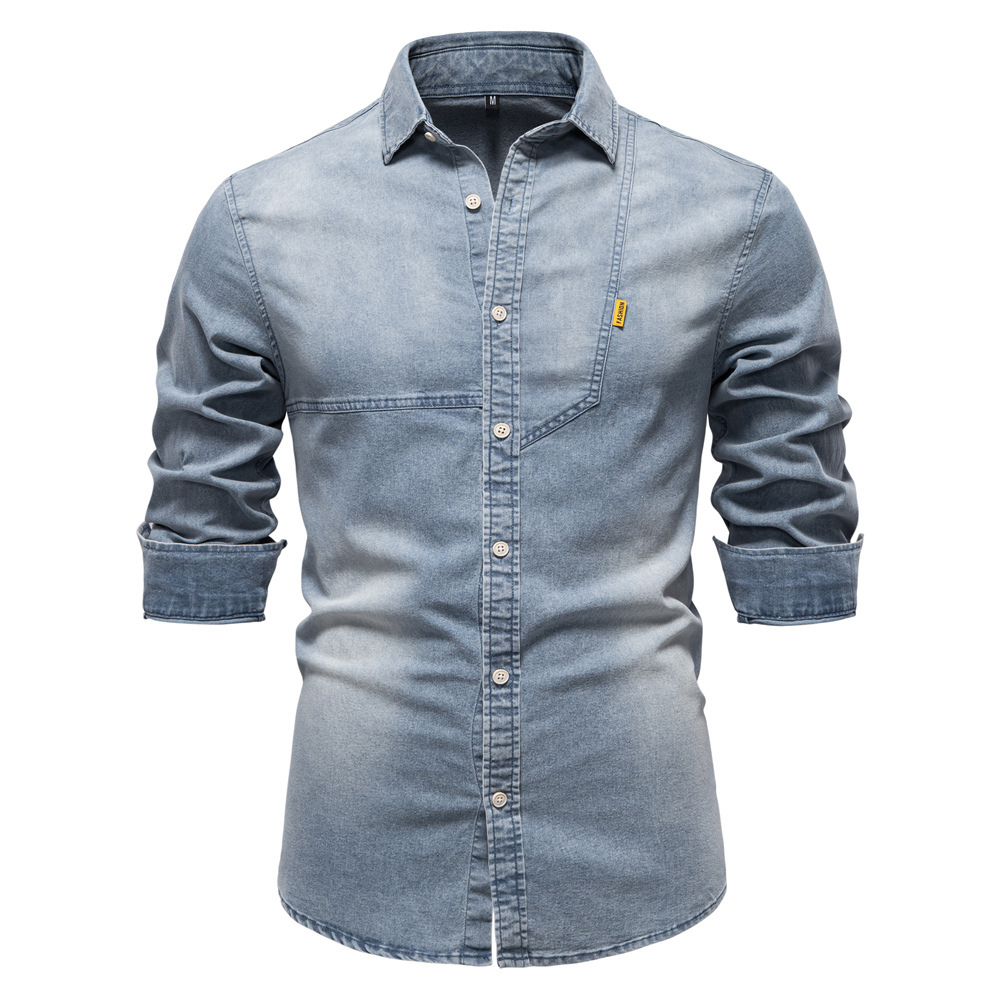 Klassisches, lässiges Jeanshemd für Herren mit langen Ärmeln