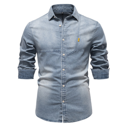 Klassisches, lässiges Jeanshemd für Herren mit langen Ärmeln