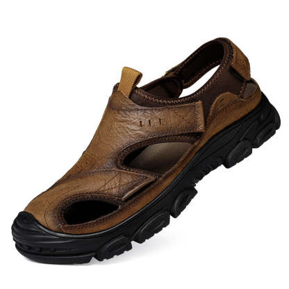 Herren Sommer Neue Leder Outdoor Casual Atmungsaktive Leichte Strand Sandalen W142