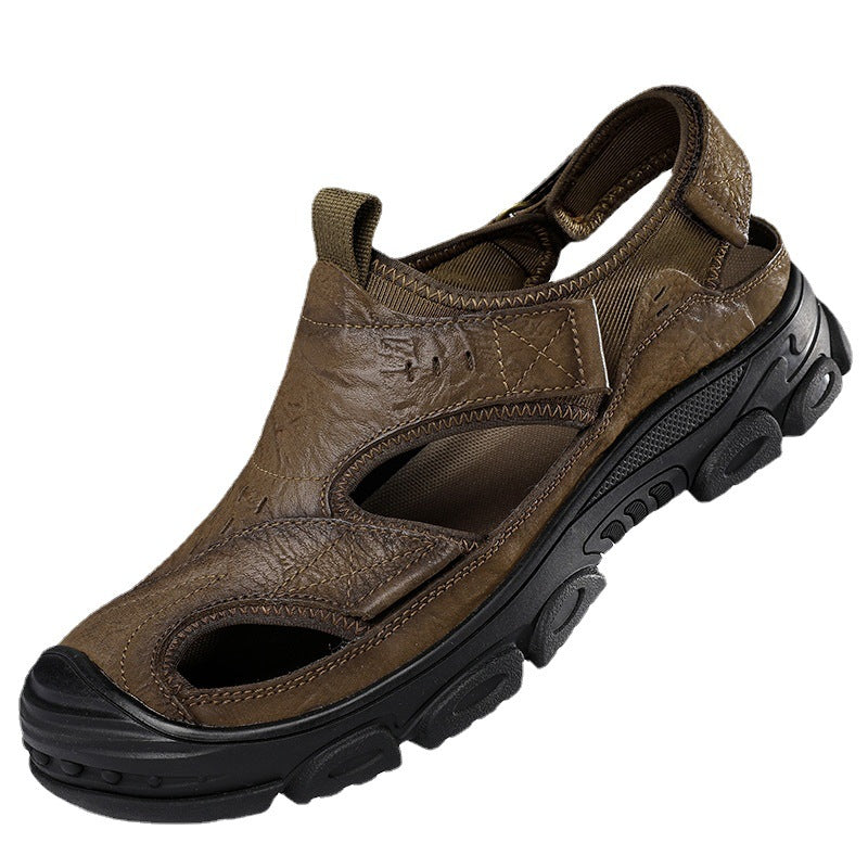 Herren Sommer Neue Leder Outdoor Casual Atmungsaktive Leichte Strand Sandalen W142