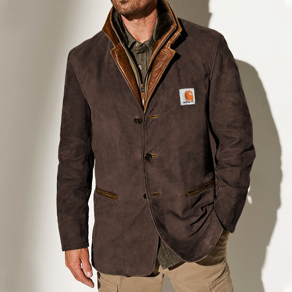 ⭐Frohes Neues Jahr 2024-Herrenjacke Lederkragen, mittellange Jacken T01