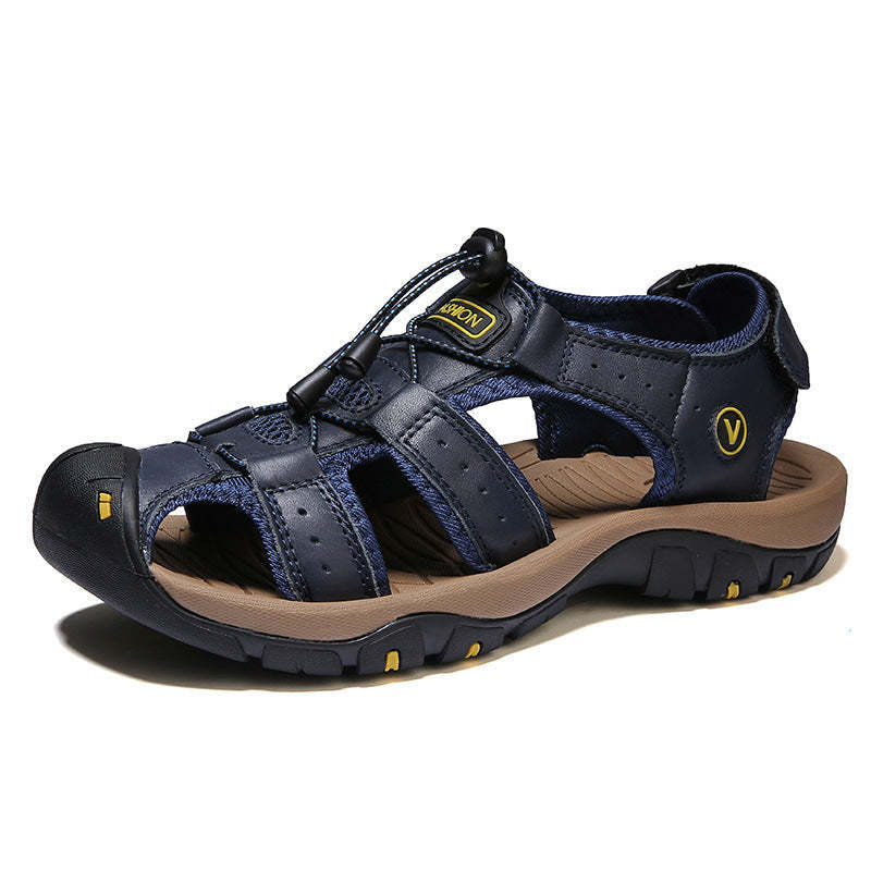 🔥Sommer heißer Verkauf🔥Sommer Herren Outdoor Strand Klettverschluss Leder Atmungsaktive Freizeitsandalen W074 (Kaufe 2 Paar, Versandkostenfrei)